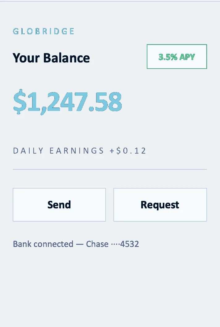 Globridge balance product concept in light mode